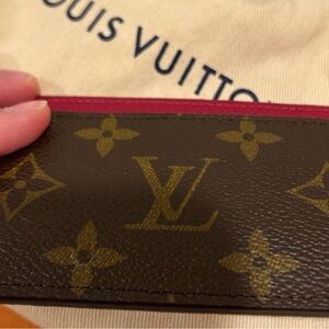 Authentic Louis Vuitton Monogram Card Holder in Brown and Gold